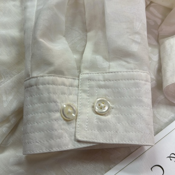 Pell & Co. Creamy White Graphic Silk Blend Buttondown Longsleeved Dress NWT S 4 - Picture 10 of 11